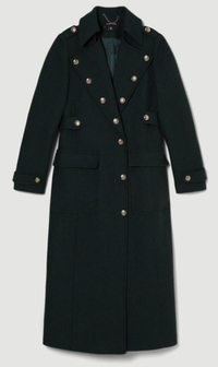 Italian Wool Military Button Maxi Coat |$248/£205 |Karen Millen