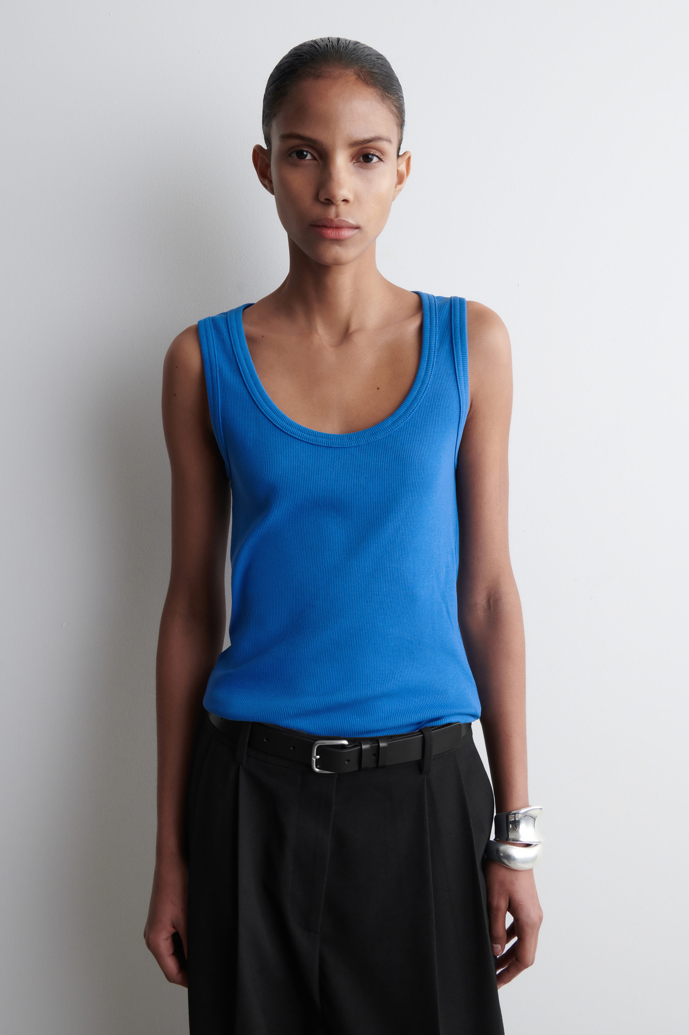 Ribbed Scoop-Neck Tank Top