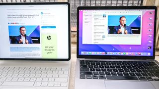 Universal Control demonstrated on an iPad Pro and MacBook Pro