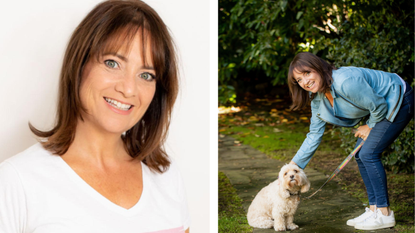(L-R) Headshot of Katie Taylor, Katie with her dog
