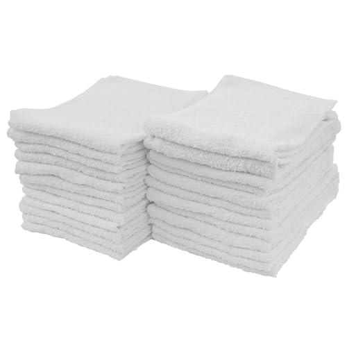 S&amp;amp;t Inc. Multipurpose Cotton Terry Cleaning Towels for Home, Car, Automotive, and Garage Cleaning Supplies, 14 Inch X 17 Inch, White, 24 Pack
