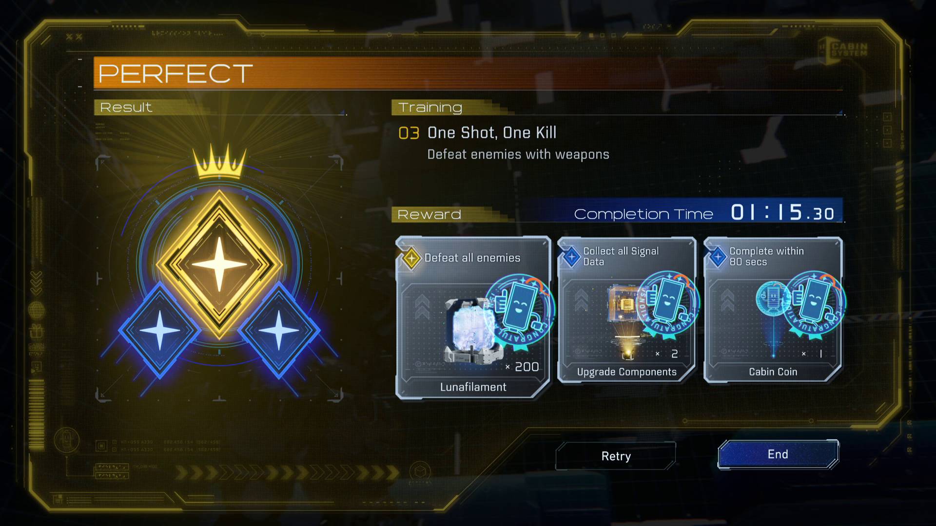 Pragmata tips perfect score in Cabin training simulation with rewards