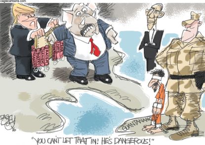 Political Cartoon U.S. Trump Guantanamo