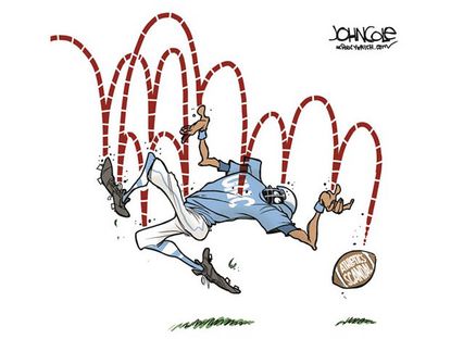 Editorial cartoon UNC college foodtball scandal