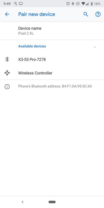 Android Bluetooth pairing menu