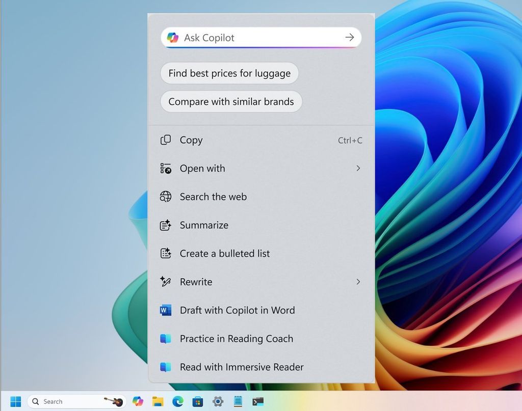 Click to Do Copilot prompt box