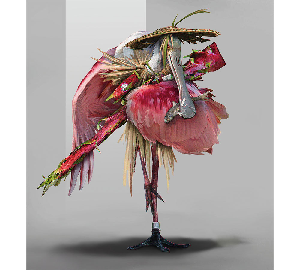Character art concept showing an animal holding a weapon made from vegetables