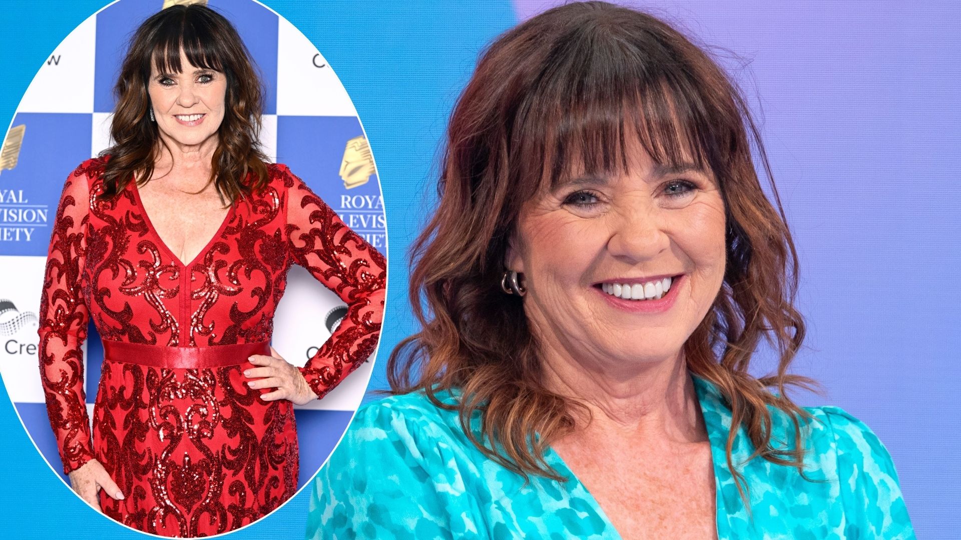 A comp image of Coleen Nolan posing on the red carpet, and with her smiling on Loose Women