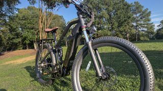 Front perspective of the Mod Bikes Black 3 electric bike on a sunny day