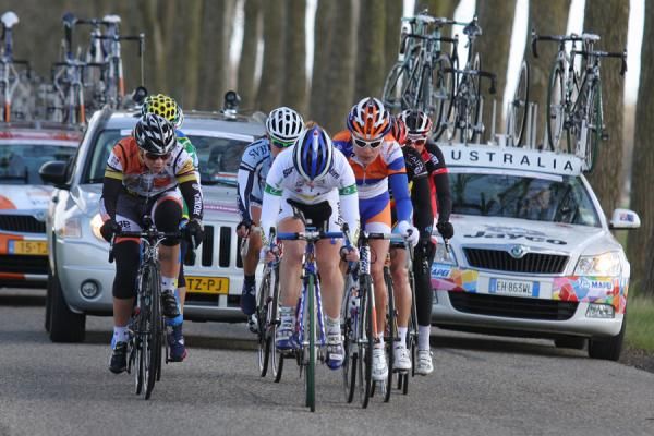The breakaway going strong on the second lap