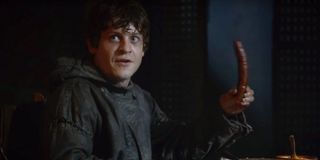 Game of Thrones Ramsey Bolton waving a sausage as a taunt