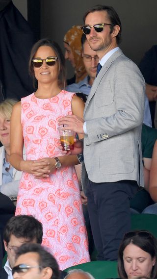 Pippa Middleton and James Matthews attend day nine of the Wimbledon Tennis Championships in 2016