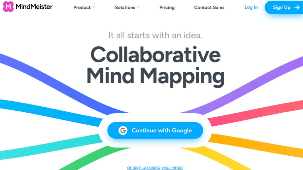 Website screenshot of MindMeister (July, 2025)