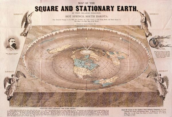 Map of the Earth made in 1893 by Orlando Ferguson of Hot Springs, South Dakota. Credit: Don Homuth