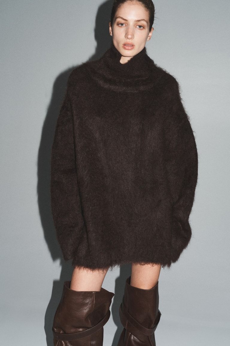 High-Collar Mohair-Blend Jumper