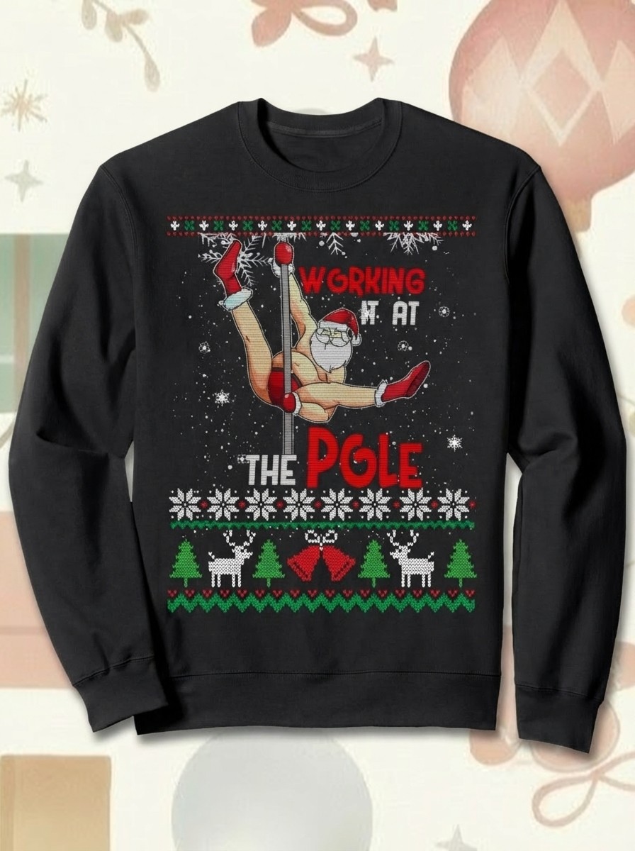 Working It at the Pole Funny Santa