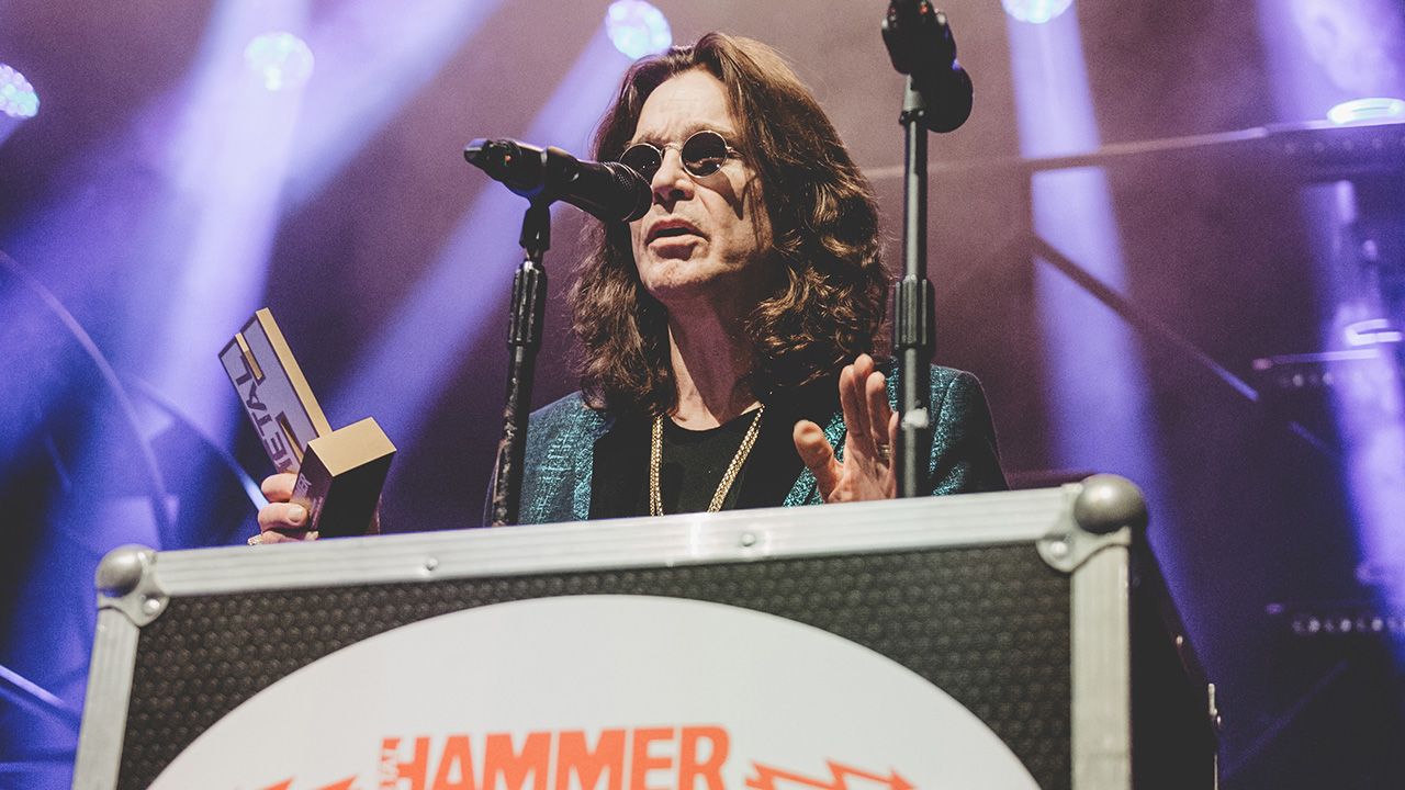 Ozzy Osbourne accepting his Golden God award