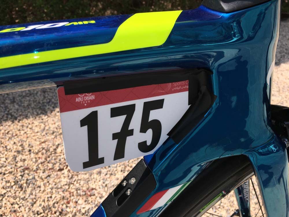 No race number holder means some black tape does the job