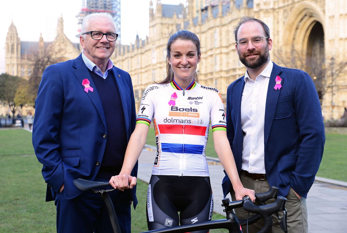 Race director Mick Bennett, Lizzie Deignan and Chris Houghton of OVO