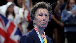 Anne, Princess Royal looks on during day two of the Olympic Games Paris 2024 at Paris La Defense Arena