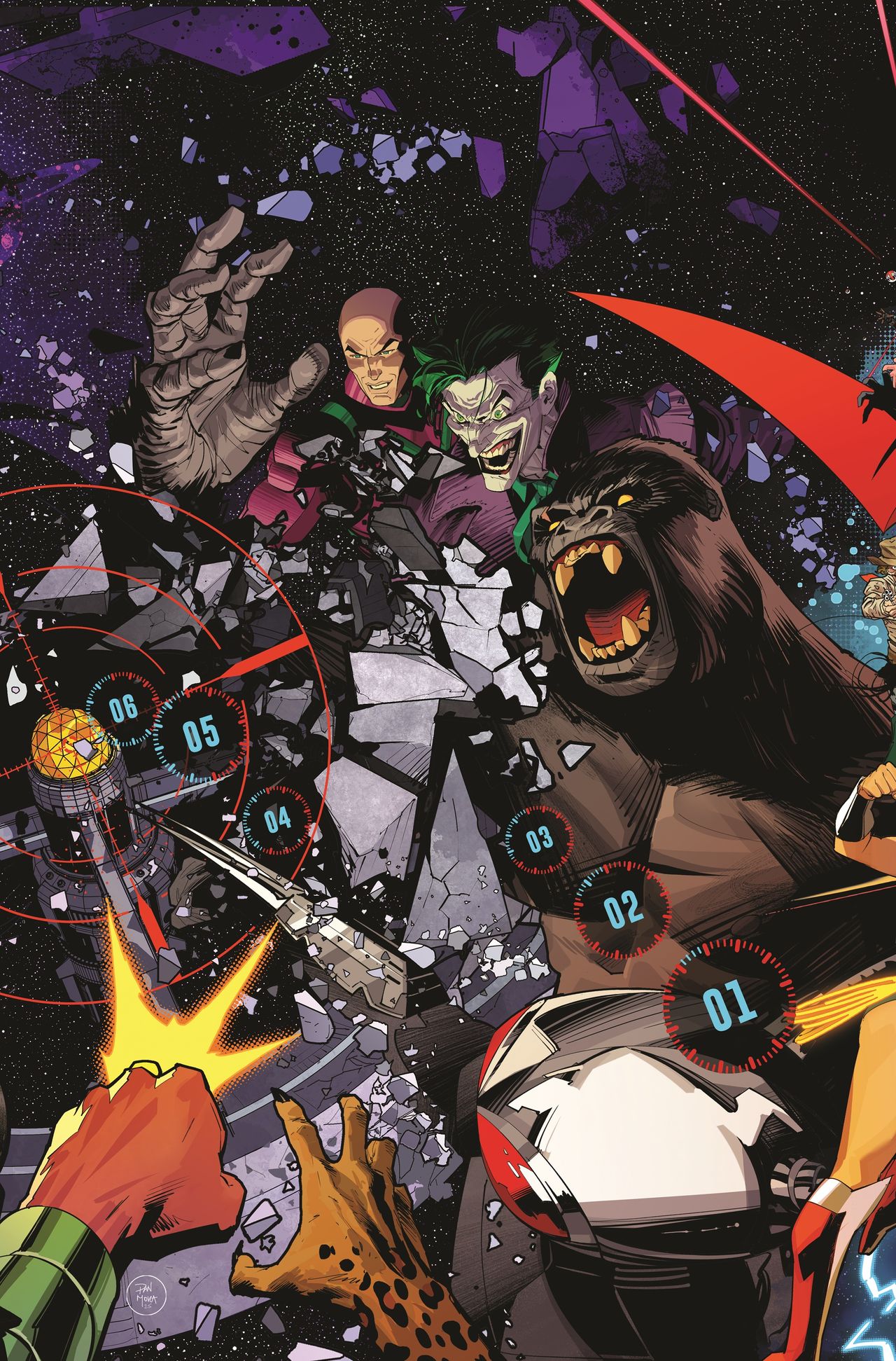 Dan Mora's connecting cover for Justice League Unlimited&nbsp;#7.