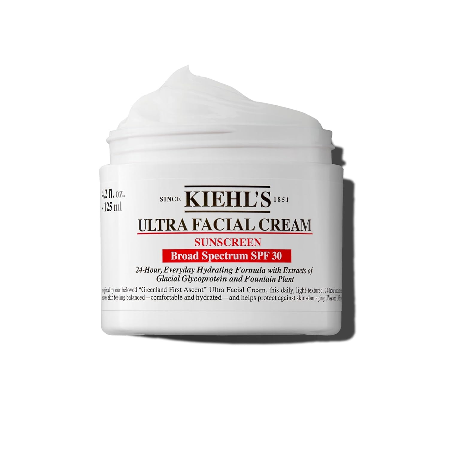 Kiehl's, Kiehl's Ultra Facial Cream With Spf 30, Lightweight Daily Moisturizer for All Skin Types, 24-Hour Hydration, Uv Sunscreen Protection, Non-Greasy, Absorbs Quickly, With Glacial Glycoprotein - 4.2 Fl Oz