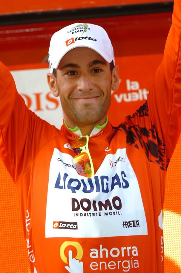 Nibali on the podium of the Vuelta after stage 18