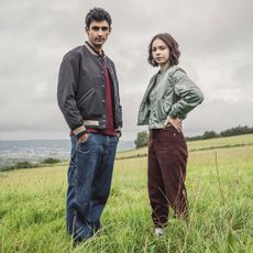 Zain Iqbal as Ravi Singh and Emma Myers as Pip Fitz-Amobi in A Good Girl's Guide to Murder.