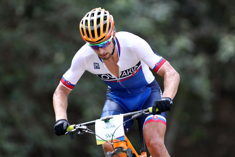 Peter Sagan practices on the MTB course of the Rio 2016 Olympic Games at the Mountain Bike Centre