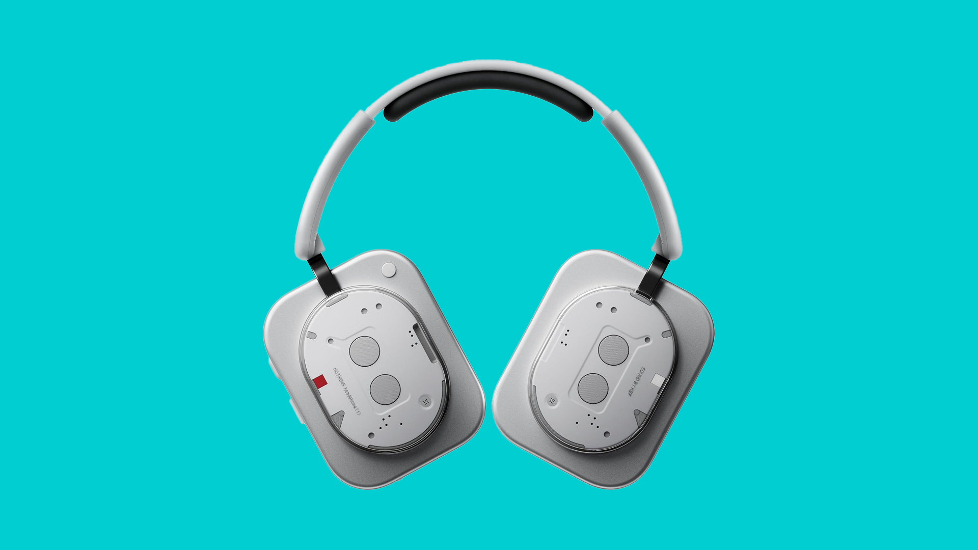 Nothing white headphones on a turquoise background