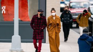 new york, new york january 25 emilio vitolo, jr l and katie holmes are seen in noho on january 25, 2021 in new york city photo by gothamgc images