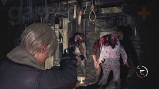 Resident Evil 4 demo mad chainsaw mode ganados zombies in hunter's lodge cellar