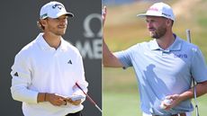 Nicolai Hojgaard and Wyndham Clark walk off the green