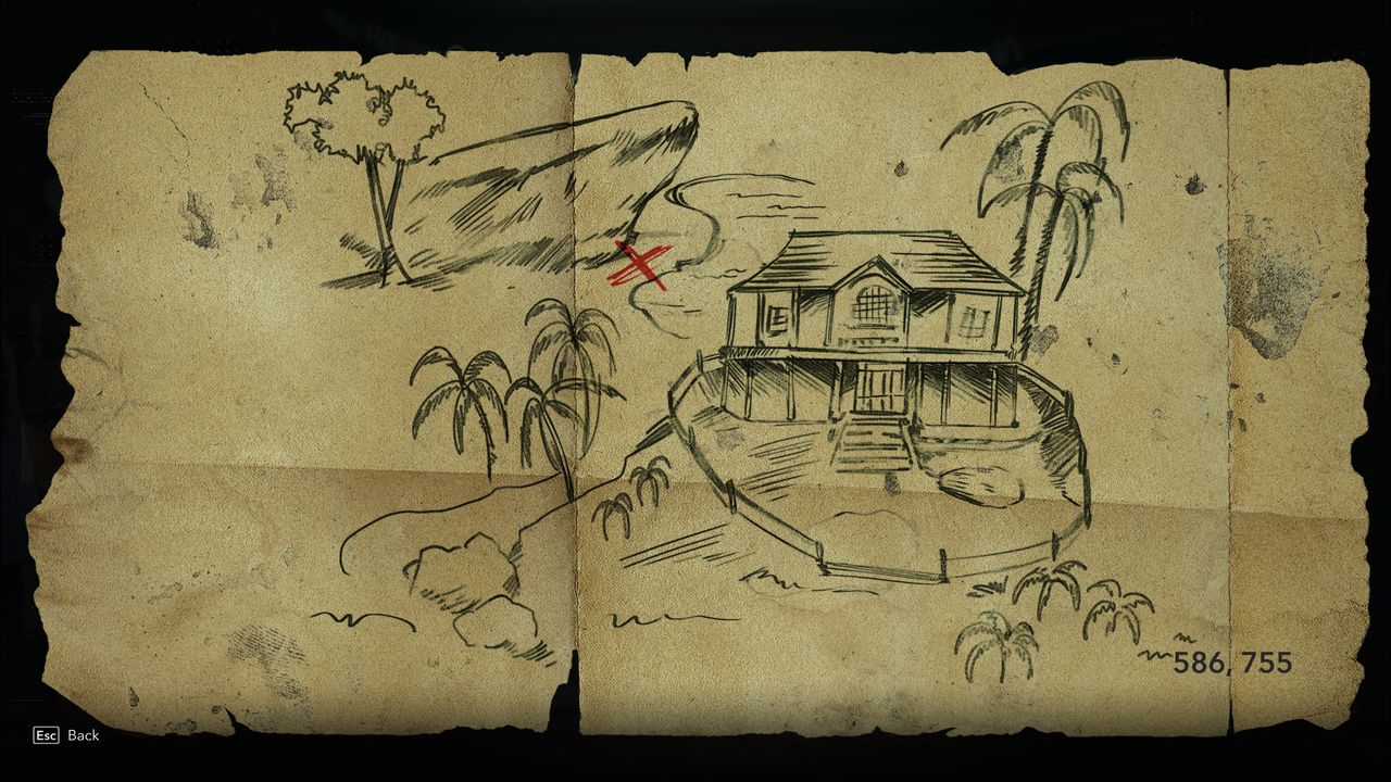 Black Flag treasure maps: A hand-drawn map leading to buried treasure.