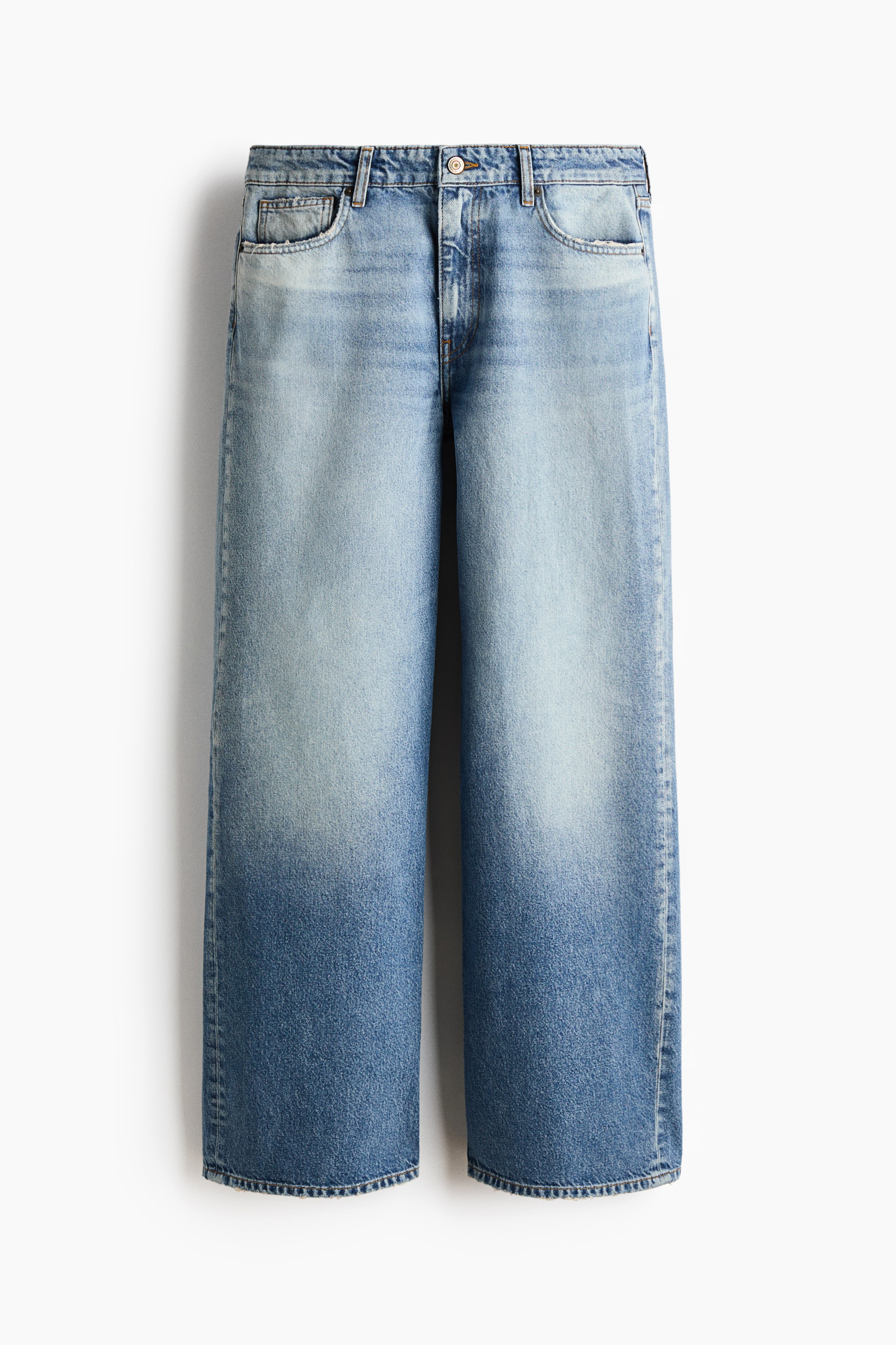 Baggy Regular Waist Jeans - Denim Blue