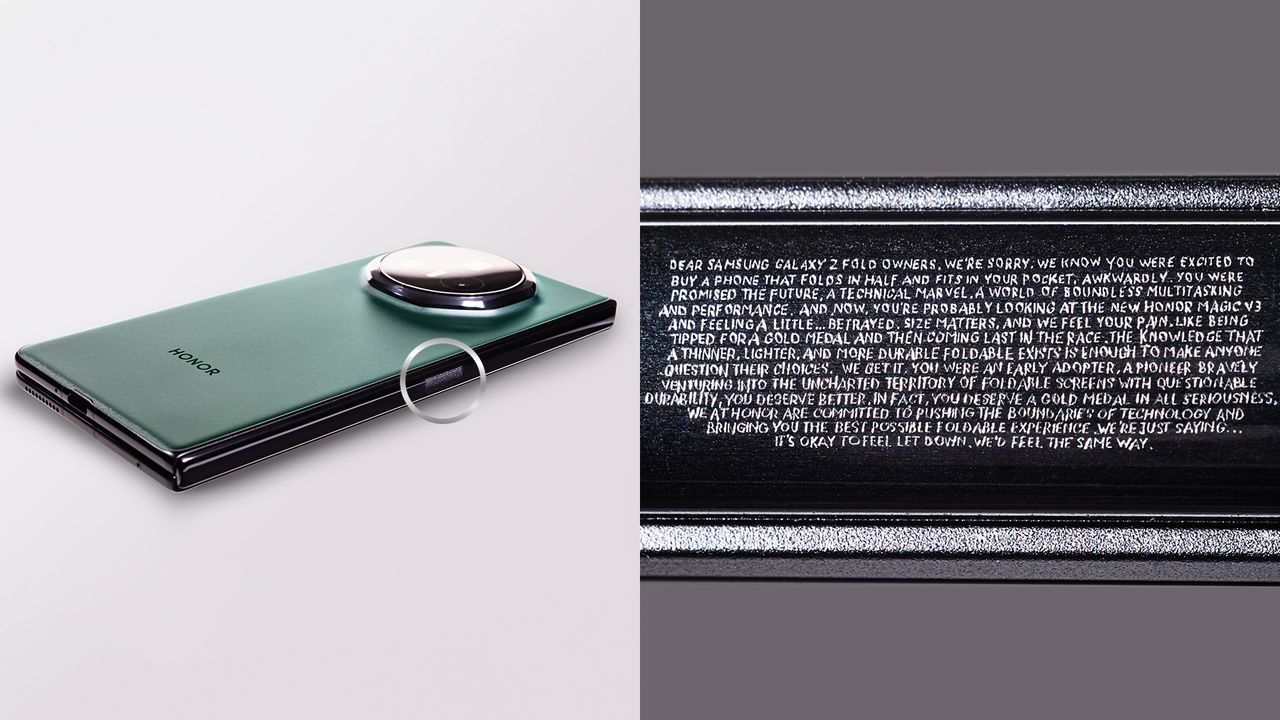 Honor Magic V3 engraving dig at Samsung