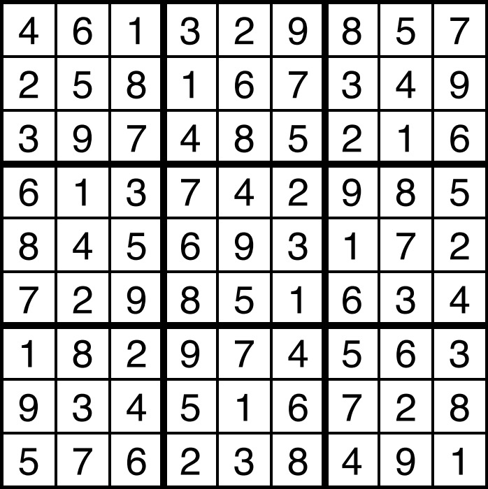 A solved sudoku.