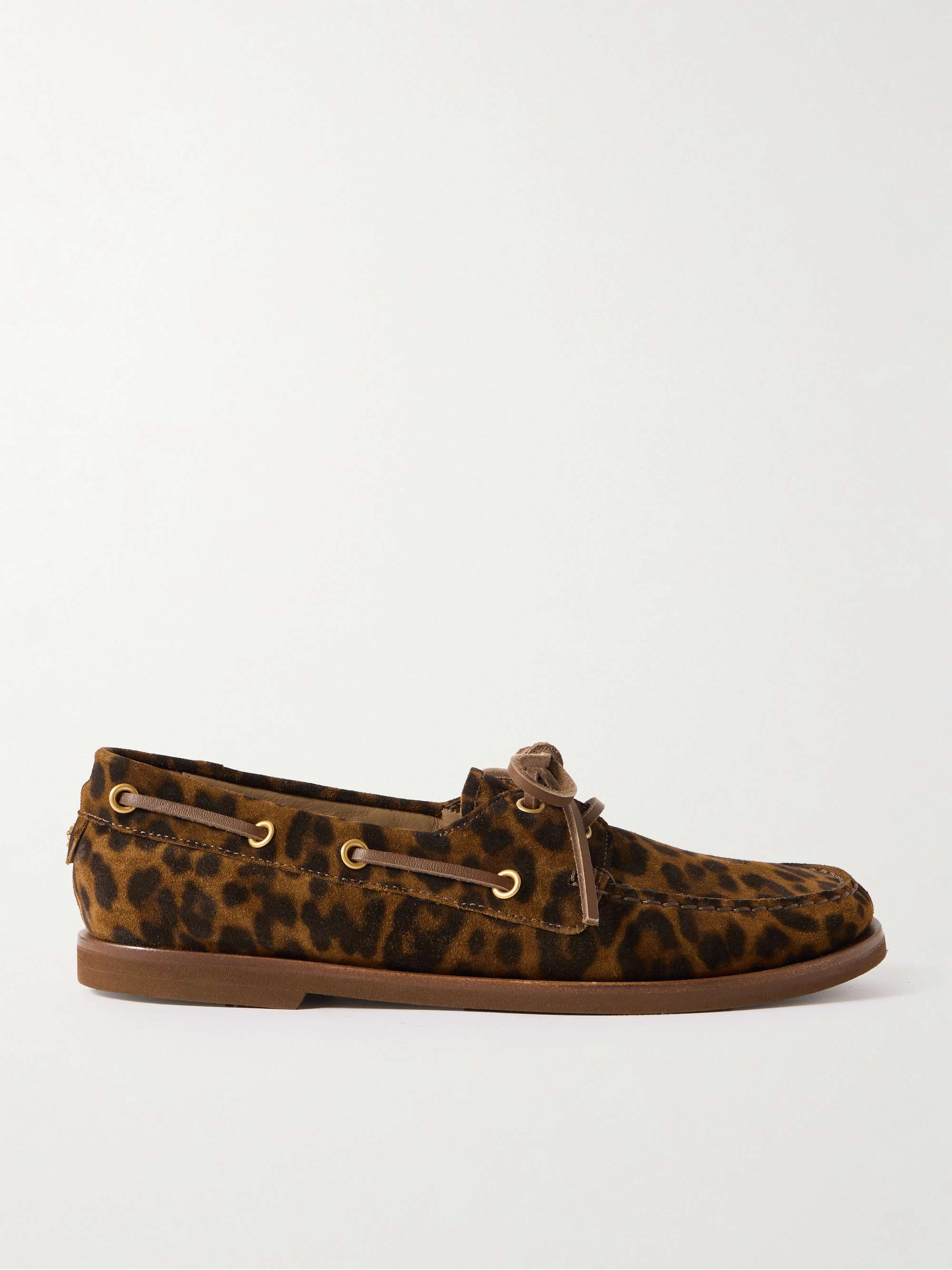 Vand&amp;eacute;e Leopard-Print Suede Boat Shoes