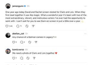 James Gunn's post on Threads