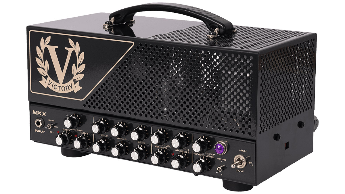 The new MKX lunchbox head is Victory Amps' flagship design, a compact 50-watt powerhouse with three channels 