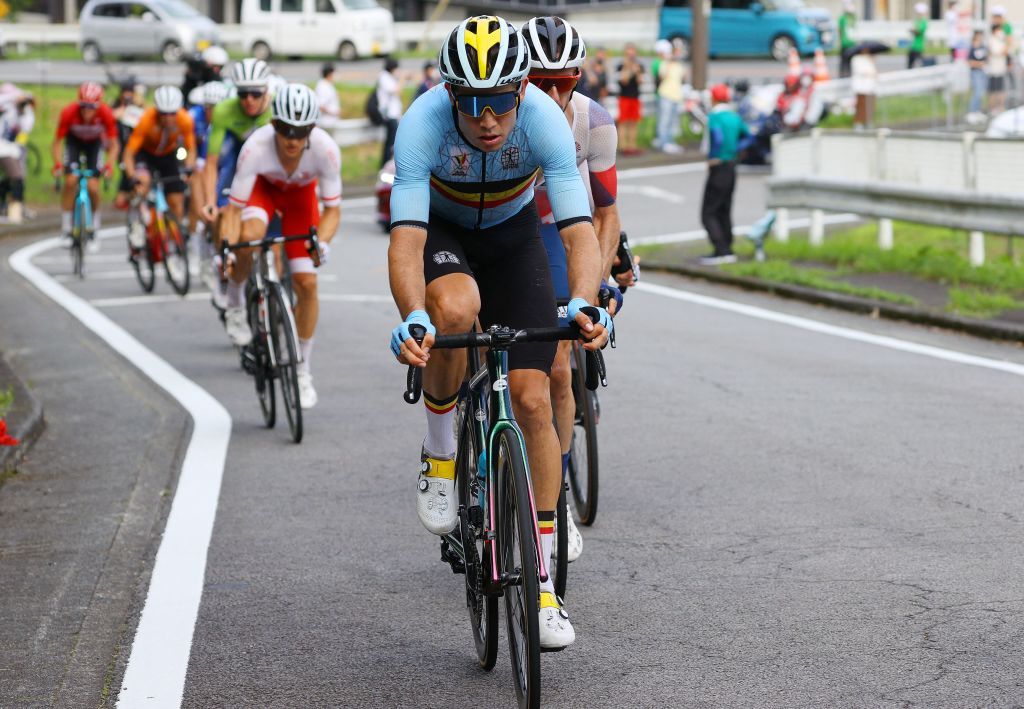 Belgiums Wout van Aert rides during the mens cycling road race of the Tokyo 2020 Olympic Games finishing at the Fuji International Speedway in Oyama Japan on July 24 2021 Photo by Tim de Waele POOL AFP Photo by TIM DE WAELEPOOLAFP via Getty Images