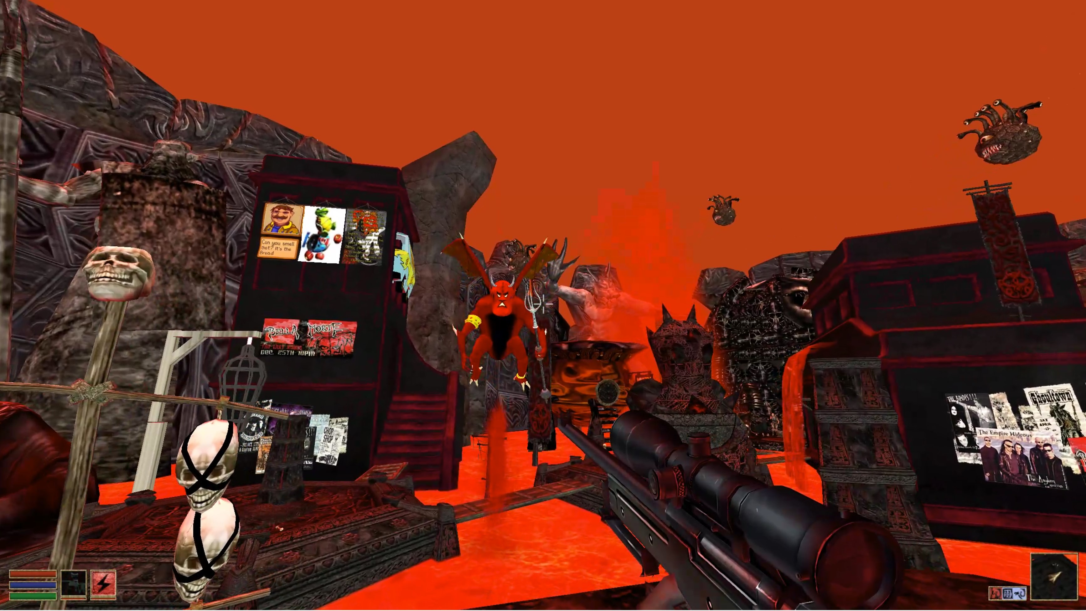the bright red neon hell of Morrowind