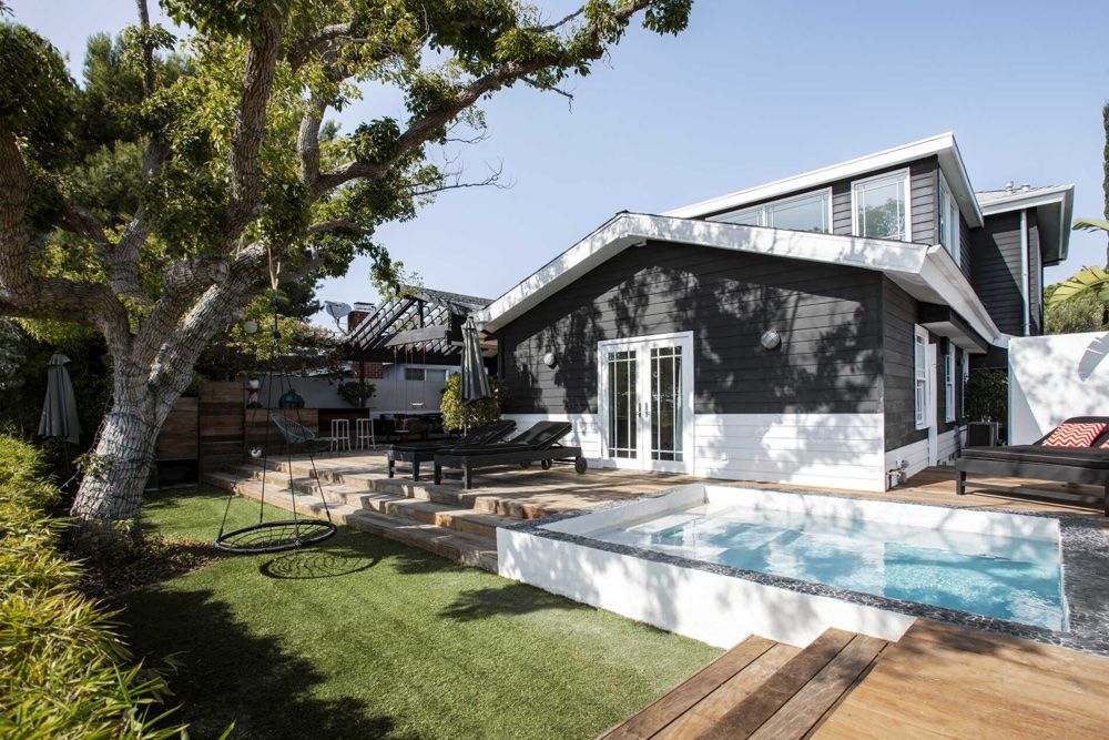 Small swimming pool in a backyard in Philippe Starck's house