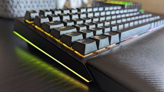 Razer BlackWidow V4 75% keyboard side RGB strip and wrist rest