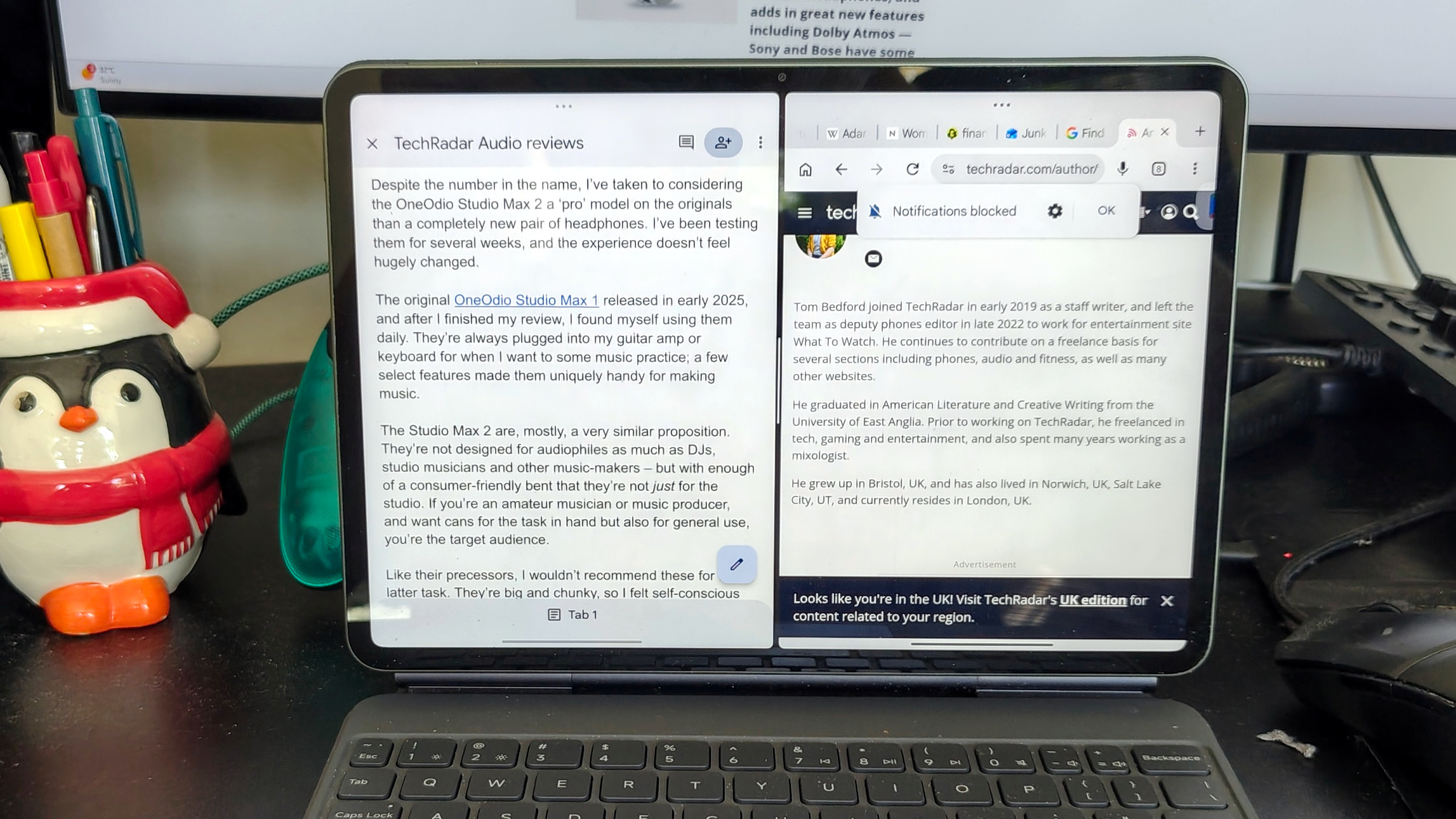 The Xiaomi Pad 8 on split screen mode.