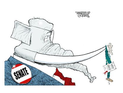 Political cartoon Senate Obama agenda
