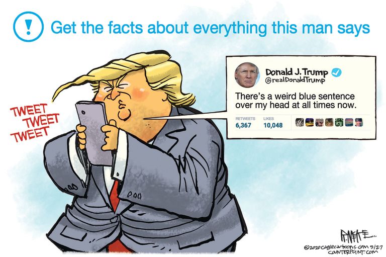 Political Cartoon U.S. Trump Twitter fact check