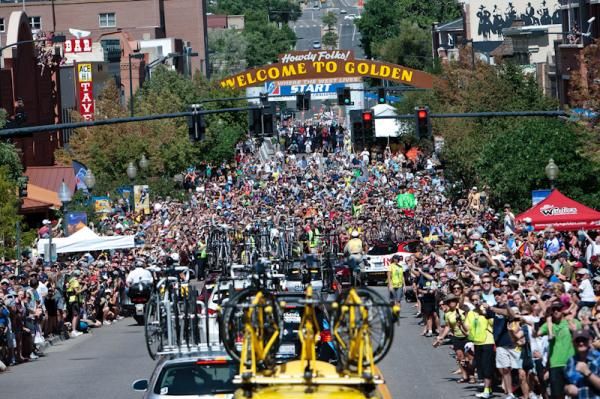 Somehow the race made it through this crowd during the last stage of the USA Pro Cycling Challenge in Colorado.