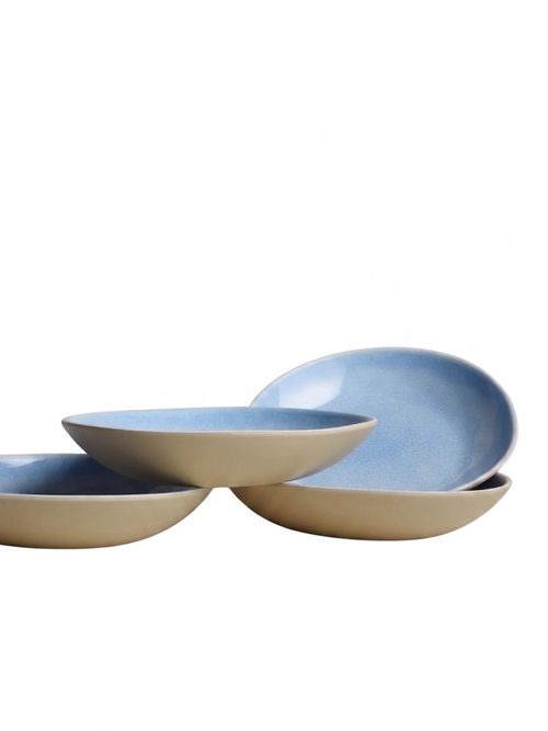 Set of 4 Linen Reactive Picnic Pasta Bowls