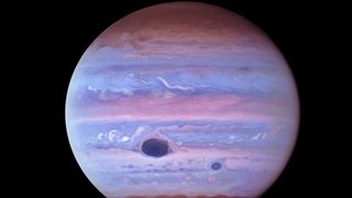 Jupiter in ultraviolet light as captured by the Hubble Space Telescope in January 2017.